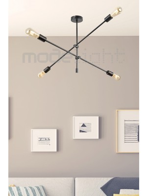 Ark 4lü Avize Siyah Salon-Oturma Odası-Çocuk Odası-Yatak Odası-Yemek Odası-Antre-Mutfak