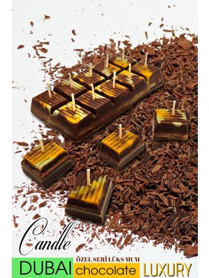Fitilli Dubai Çikolata Mumu 200G, Parçalanabilir, Kahverengi-Fıstık Yeşili