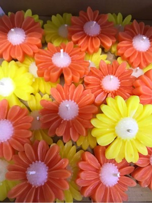 Renkli Papatya Kokulu Mum Seti 24 Adet, Düğün, Nişan, Sünnet, Doğum ve Kutlamalar Için