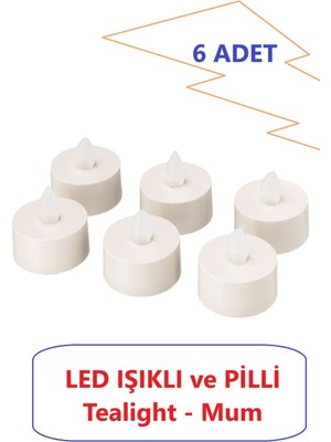 Beyaz 6'lı LED Işıklı Mum Seti, Şamdan ve Dekoratif Kullanımlar Için Ideal