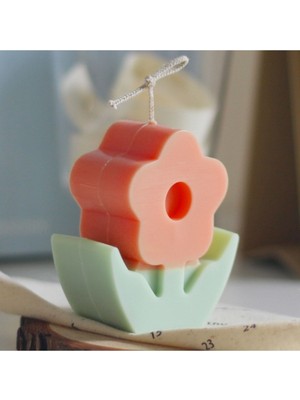 Renkli Çiçek Desenli Silikon Mum Kalıbı, El Yapımı Dekorasyon Aksesuarı