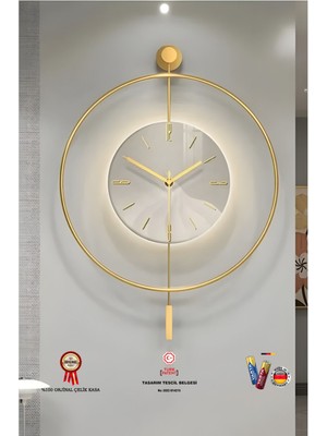 Işıklı Büyük Metal Duvar Saati, Kristal Detaylar ve Pil Dahil, Şık Tasarım