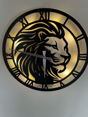 Şık Siyah LED Işıklı Modern Dekoratif Duvar Saati, Sessiz Mekanizmalı