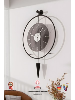 Büyük Füme Metal Duvar Saati, Şık ve Modern Tasarım