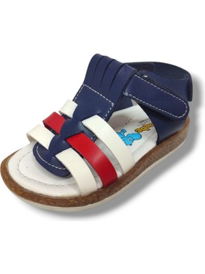 Şirinbebe 1580-20 3 Şerit Bağlama Erkek Çocuk Sandalet Lacivert Beyaz 21-25
