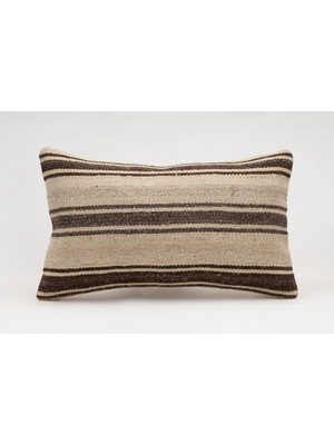 El Yapımı Kilimden Yapılmış Vintage Kırlent Kılıfı, Yün, 30X50 cm