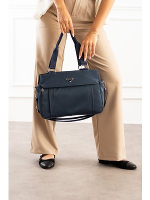 Sanmorris Kadın Saten Kumaş 5 Bölmeli Ayarlanabilir Çapraz Askılı El ve Omuz Çantası 1416