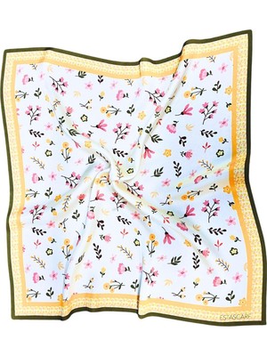 Çiçek Desenli Su Yeşili Desenli Fular Estascarf