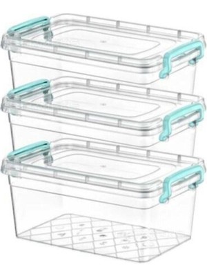 Turuncu Plastik Kutu Kapaklı Taşıma Saplı Saklama Kabı 3.5 Litre 3lü Set 3 3,5 L Plastik