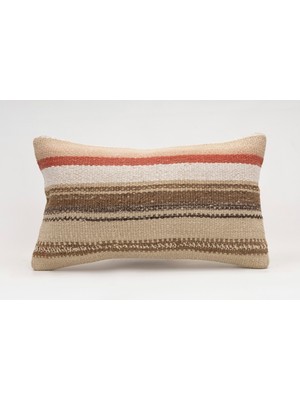 El Yapımı Kilimden Yapılmış Vintage Kırlent Kılıfı, Yün, 30X50 cm