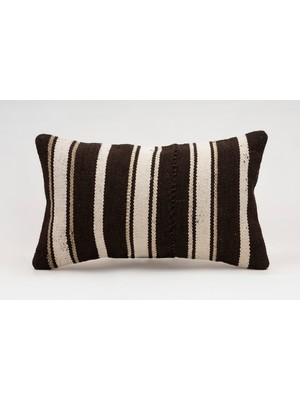 El Yapımı Kilimden Yapılmış Vintage Kırlent Kılıfı, Yün, 30X50 cm