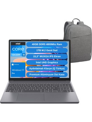 Lenovo Ideapad Slim 3 Intel Core I5 13420H 40GB 1tb SSD 15.3" Wuxga Windows 11 Pro Taşınabilir Bilgisayar 83K1004ETRWZ8 - Lenovo Çanta