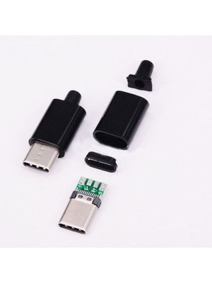 5 Adet Type-C Şarj Soketi 24 Pin Erkek Fiş (Siyah Renk )