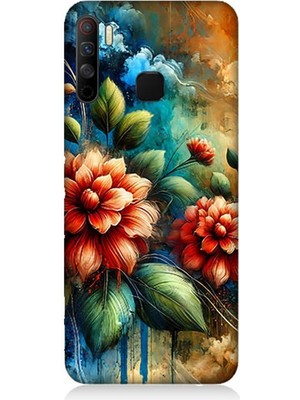 Infinix 5s Lite Uyumlu Kırmızı Çiçek ve Tomurcuklar  Desenli Silikon Kılıf
