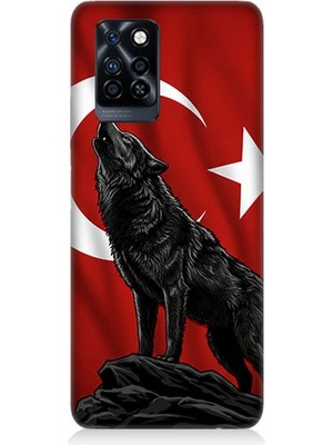 Infinix Note 10 Pro Uyumlu Ay Yıldızlı Uluyan Kurt  Desenli Silikon Kılıf