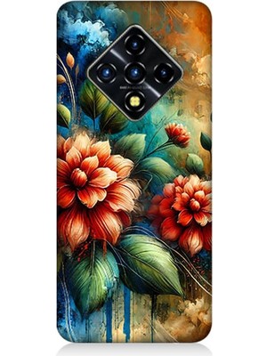 Infinix Zero 8 Uyumlu Kırmızı Çiçek ve Tomurcuklar  Desenli Silikon Kılıf
