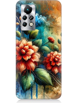 Infinix Note 11 Pro Uyumlu Kırmızı Çiçek ve Tomurcuklar  Desenli Silikon Kılıf