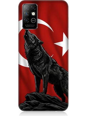Infinix Note 8 Uyumlu Ay Yıldızlı Uluyan Kurt  Desenli Silikon Kılıf
