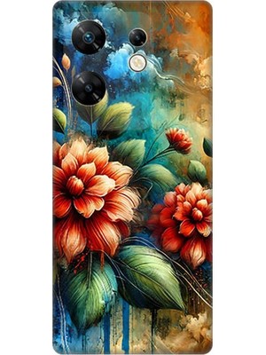 Infinix Zero 30 4g Uyumlu Kırmızı Çiçek ve Tomurcuklar  Desenli Silikon Kılıf