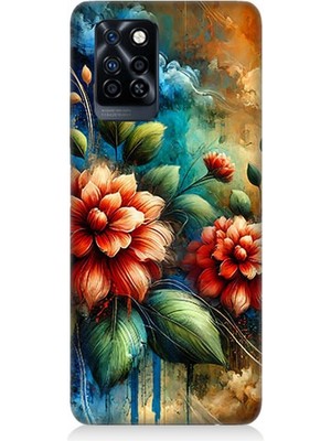 Infinix Note 10 Pro Uyumlu Kırmızı Çiçek ve Tomurcuklar  Desenli Silikon Kılıf