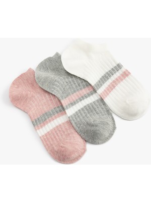 Koton Çizgili 3'lü Çok Renkli Patik Çorap Seti