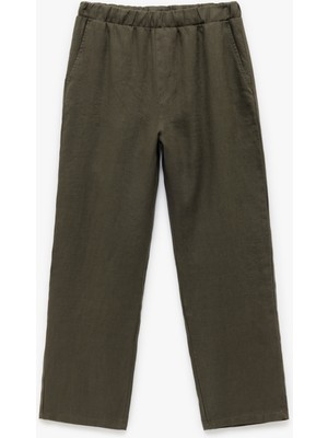 Koton Beli Lastikli Cep Detaylı Regular Fit Keten Pantolon