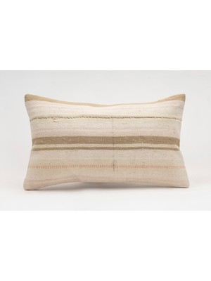 El Yapımı Kilimden Yapılmış Vintage Kırlent Kılıfı, Yün, 30X50 cm