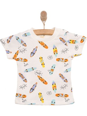Hellobaby Erkek Bebek Basic Tişört Kaykay Desenli Bisiklet Yaka Kısa Kol Karışık Renkli