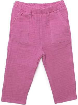 Hellobaby Kız Bebek Pantolon Müslin Reçme Paça Pembe