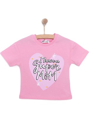 Hellobaby Kız Bebek Tişört Bisiklet Yaka Kısa Kol Pembe