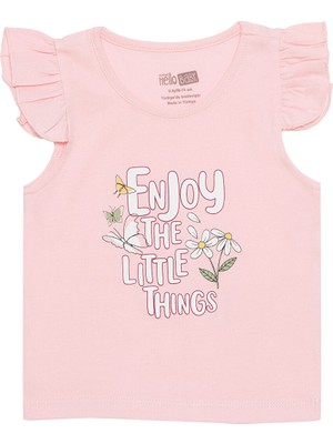 Hellobaby Basic Kız Kelebek ve Papatya Baskılı Atlet T-Shirt Kız Bebek