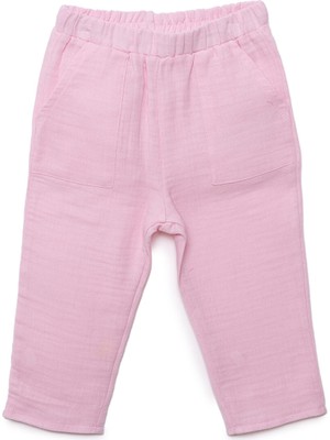 Hellobaby Kız Bebek Pantolon Müslin Reçme Paça Pembe