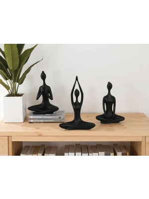 3'lü Set Yoga Namaste Heykel/figür Meditasyon Modern Biblo Masa Üstü Biblo, Hediyelik