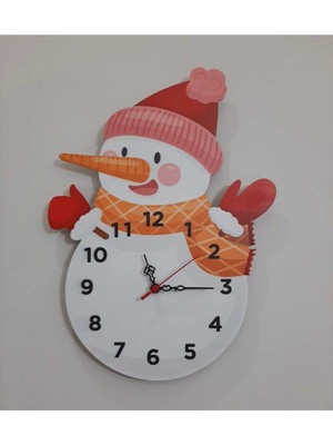 Renkli 40X40 cm Kardan Adam Çocuk Duvar Saati, Eğlenceli ve Sevimli Tasarım