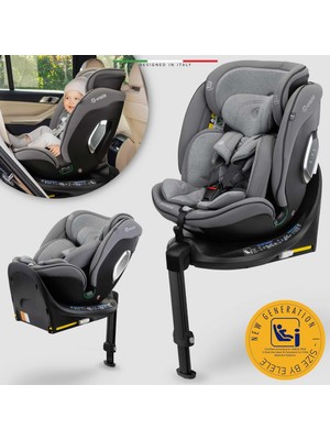 Elele Stradafix 360° Dönen I-Size Oto Koltuğu Gri 40-150 cm 0-36 kg Isofix Özellikli Güvenlik