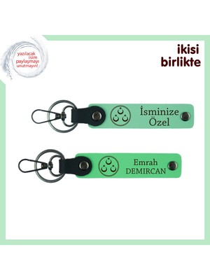 En Yakın Dostuna Şık Bir Armağan Üç Ayyıldız Temalı Kişisel 2’li Anahtarlık Seti, Açık Yeşil-Yeşil