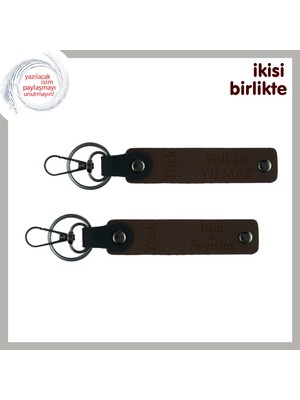 Yeni Iş Hediyesi Olarak Türk Yazısı Takım – Kişiye Özel Anahtarlık Seti, Koyu Kahve-Kahve