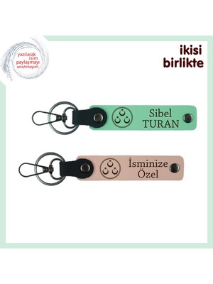 Dostluğun Anahtarı, Üç Ayyıldızlı Isme ve Soyisme Özel Hediyelik Anahtarlık, Açık Yeşil-Yavru Ağzı