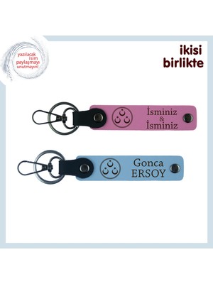 Yeni Tanışılan Akrabaya Anlamlı Hediye – Üç Ayyıldız Desenli Kişisel Anahtarlık, Pembe-Gök Mavi