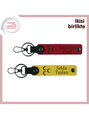 Isim Eklenebilen Üç Hilal Temalı Anahtarlık – Sevdiklerine Özel Armağan, Kırmızı-Sarı