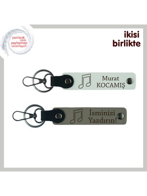 Sahnedeki Yıldızlara Minnetle Hazırlanan Hatıra, Nota Figürlü Anahtarlık Seti, Beyaz-Kül Gri