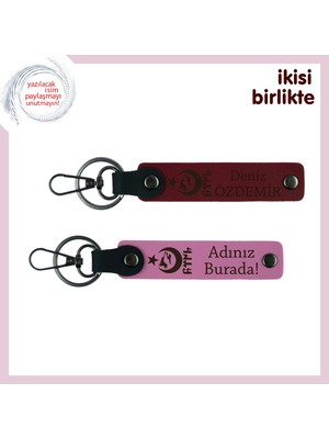 Kankaya Doğum Günü Armağanı – Ayyıldız Kurt Göktürk, Kişisel Isimli Anahtarlık Takımı, Bordo-Pembe