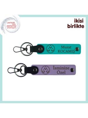 Doktora Teşekkür Için Anlamlı Hediye – Üç Ayyıldız Desenli Deri Anahtarlık Seti, Koyu Turkuaz-Mor