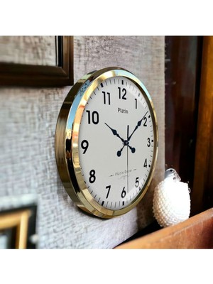 Şık Metal Çerçeveli 52 cm Salon ve Ofis Duvar Saati