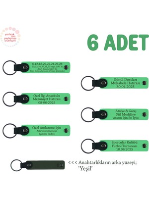 Bebek Mevlütüne Katılan Misafirlere, 6'lı Set, Isim Yazılabilir Anlamlı Anahtarlık, F Yeşil & Yeşil