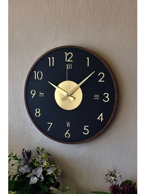 Kahverengi Ahşap Duvar Saati, Dekoratif ve Estetik 48CM