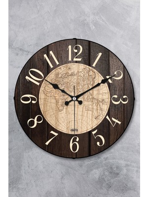 36 cm Ahşap Görünümlü Dekoratif Cam Bombe Duvar Saati