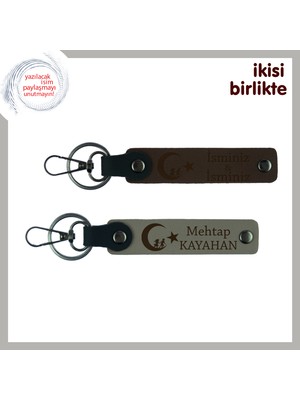 Kayınbiradere Temalı Armağan – Çocuk ve Ayyıldız Kişisel Anahtarlık Seti, Koyu Kahve-Kül Gri