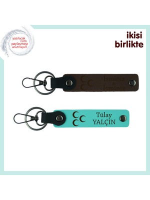 Annene Vatan Temalı Armağan – Üç Hilal Isimli Anahtarlık Seti 2'li, Koyu Kahve-Turkuaz