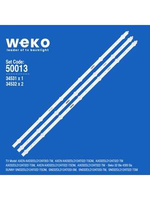 5013 34531X1 34532X2 SVS320AD7 3 Adet Bar LED
